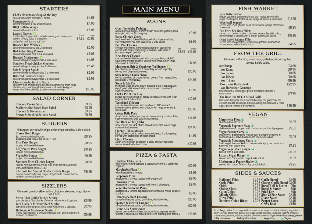 riverboat inn bar & restaurant croydon menu